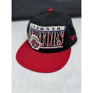 Toronto Raptors NBA Flatbill Cap New Era 9FIFTY Black Snapback Hat Red Bill OS